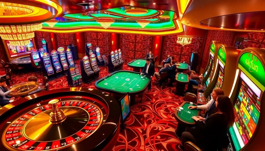 Experience thrilling gameplay at okfun with vibrant slot machines and poker tables.