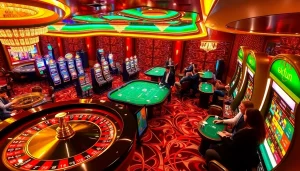 Experience thrilling gameplay at okfun with vibrant slot machines and poker tables.