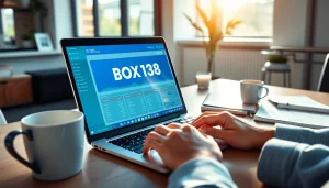 Successful online financial transaction showcasing BOX138 on a laptop with vibrant graphs.