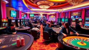 Exciting gameplay at Thabet's casino with vibrant tables and poker chips.
