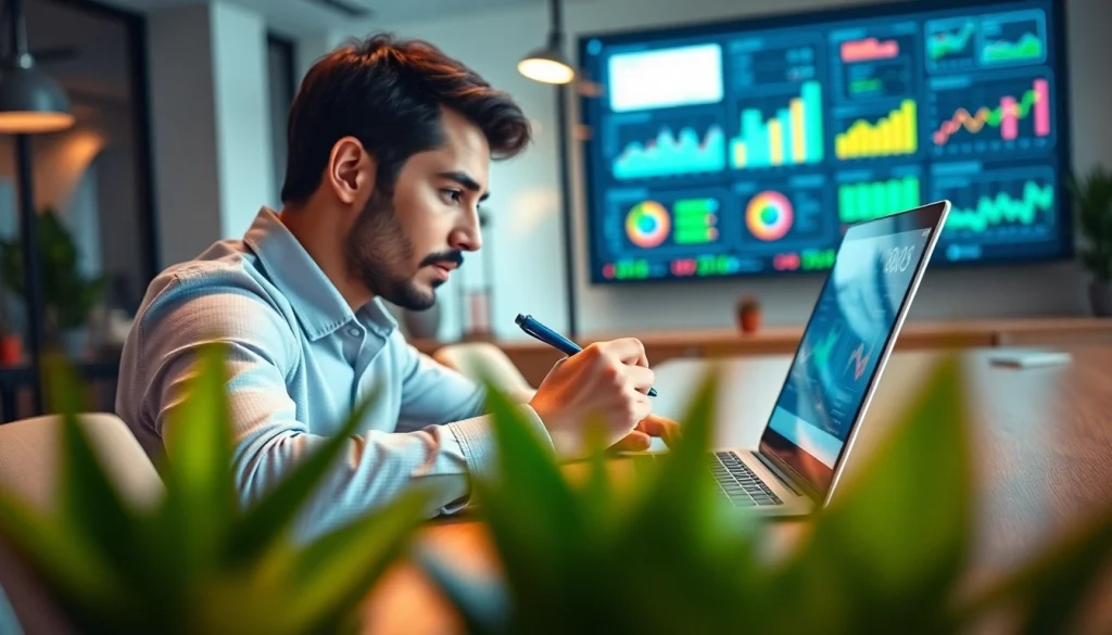 Analyze marketing strategies at https://heleensnyasyatelje.se with a digital marketing expert in a modern office.