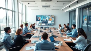 Dynamic newsroom at pulsetimes.ae showcasing journalists working on UAE news.