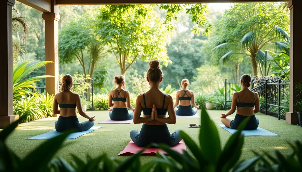 orbitnix.com의 요가와 힐링을 경험하는 평화로운 정원 모습