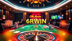 Experience thrilling gaming moments at 6RWIN with poker chips and rolling dice.