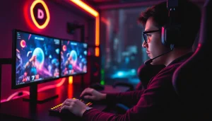 Rasakan keseruan bermain PLANET77 game dengan gamer bersemangat di ruang permainan modern.