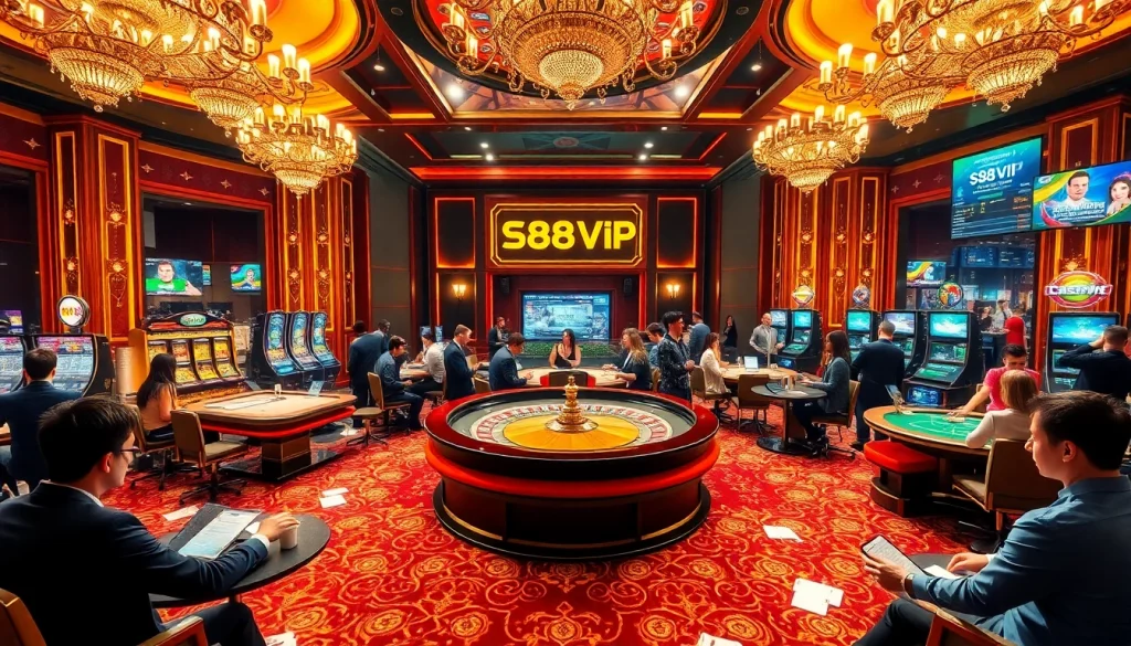 Experience the thrill of gambling at S88VIP with a lively casino scene featuring roulette and exciting players.