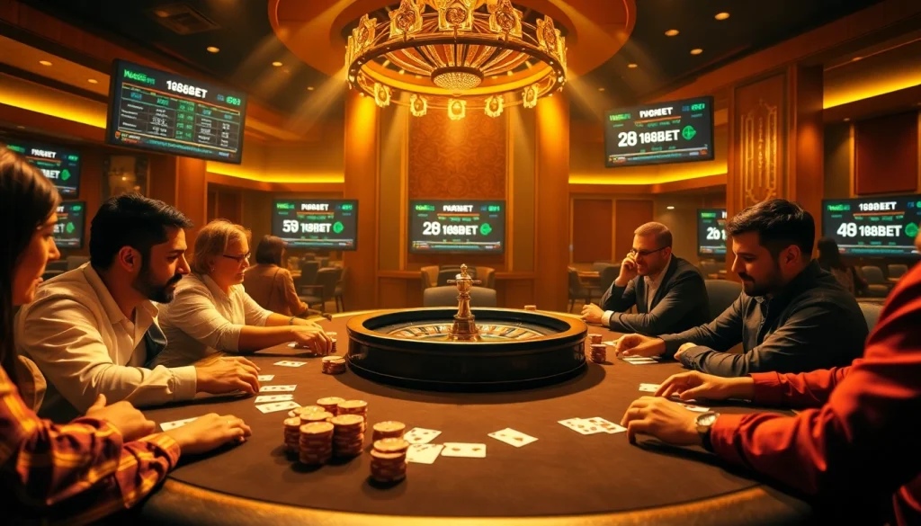 Engage in thrilling poker action highlighted by the latest 188bet link, showcasing luxury and excitement.