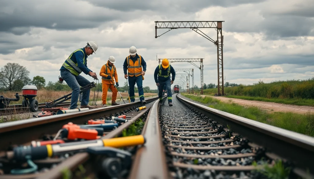 Emergency Railroad Repair Services conducted by skilled technicians on a rural track