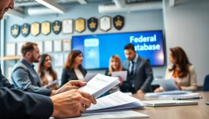 Facilitating registration and certification in Federal databases through collaborative discussions in a modern office.