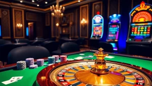 Experience high-stakes gaming at UU88 with vibrant tables and dazzling casino elements.