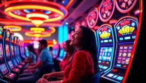 Menggambarkan pengalaman bermain petanitoto dengan pemain penuh semangat di mesin slot online.