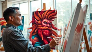 Transform your photo into stunning art with www.artface.co.uk in a vibrant studio setting.