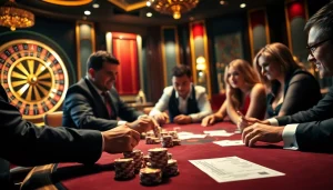 Engaged players at a high-stakes BL555 poker table, capturing the excitement of casino gaming.