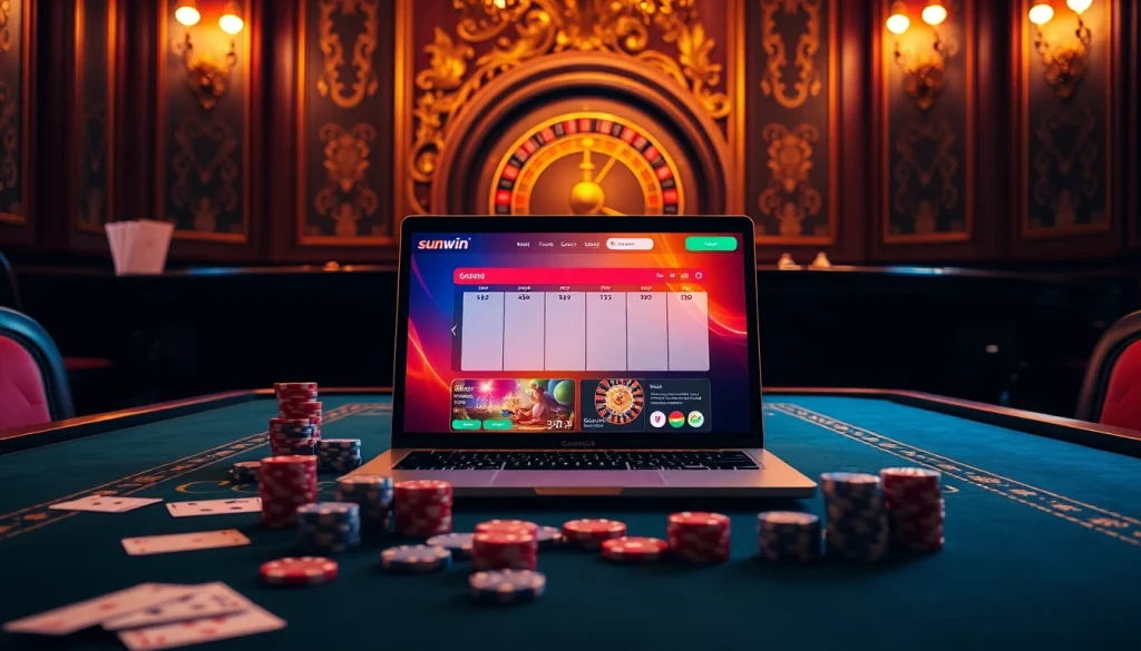 Experience an exhilarating moment at sunwin casino with vibrant gaming action and rich decor.