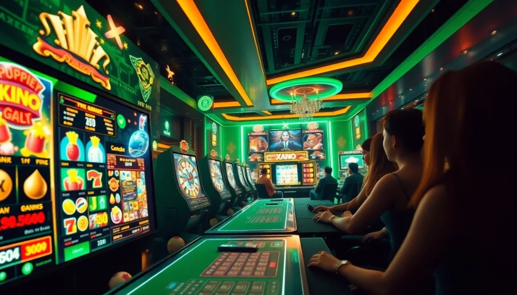 Vibrant gaming interface of XX88 showcasing casino games with trust symbols, evoking excitement.