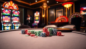 Experience thrilling gameplay at UU88 with colorful poker chips and vibrant casino ambiance.