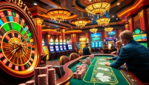Players engaging in thrilling casino games at the luxurious gambling venue okbay.