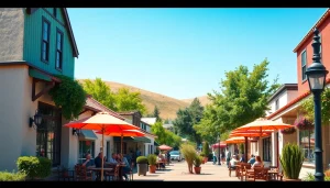 Discover the lively café scene in Clarksburg CA with outdoor seating and lush greenery.