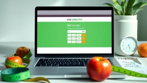 Engaging bmi calculator interface alongside health props promoting wellness.