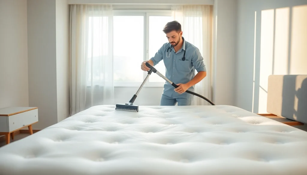 Engaging mattress cleaning Dubai service showcasing a professional tackling dust and allergens effectively.