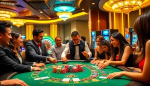 Engage in thrilling poker action at https://rikvip1.top/tac-gia-rikvip surrounded by vibrant casino elements.