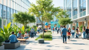 Community engagement at LC88 Land: diverse people enjoying vibrant outdoor space