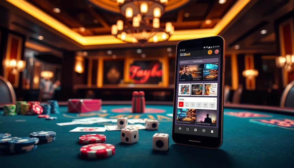Experience the excitement of the 333bet App with vibrant casino visuals and interactive gaming elements.