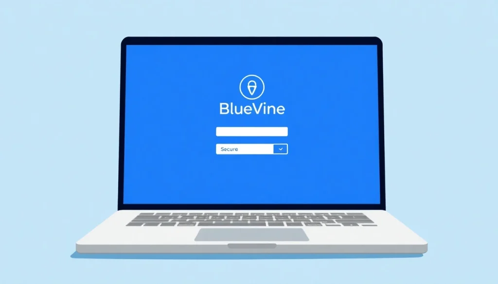 Accessing bluevine login securely on a laptop with focus on clarity and professionalism.