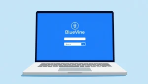 Accessing bluevine login securely on a laptop with focus on clarity and professionalism.