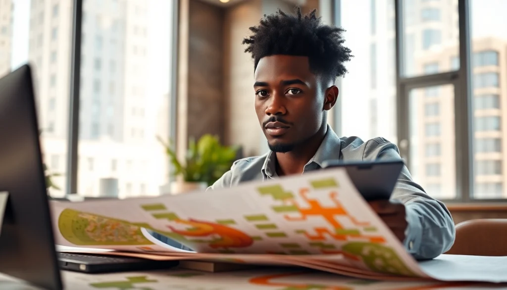 View of a focused planner at https://2020group.co.za analyzing urban development plans with precision.