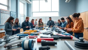 Students engaged in practical training at trade schools in southern California, showcasing hands-on learning.