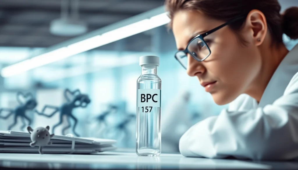 BPC 157 UK research setting highlighting vials and equipment in a professional laboratory.