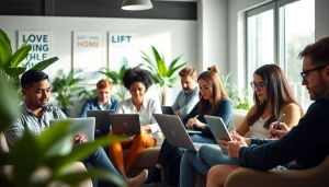 Engaged users on https://enqueteplein.nl completing online surveys in a bright office.