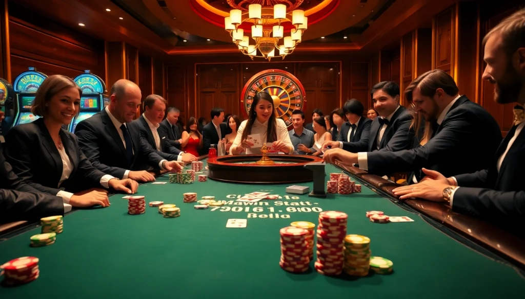 Exciting live dealer gaming action at 789p with vibrant cards and luxurious setting.