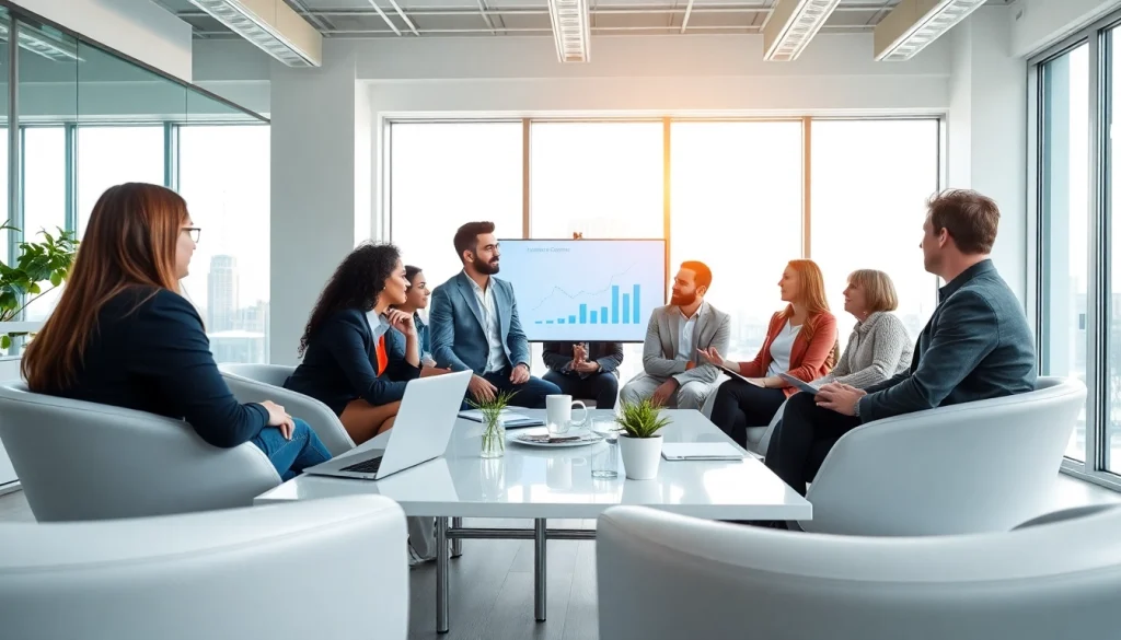 Engaged team in a business meeting environment showcasing collaboration and strategy.