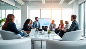 Engaged team in a business meeting environment showcasing collaboration and strategy.