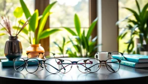 Showcase of stylish eyeglasses from specsdr.com, highlighting designer craftsmanship and vibrant decor.