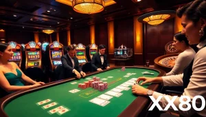 Exciting Baccarat game at XX88 casino with professional ambiance and luxury details.
