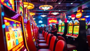 Menampilkan slot bet kecil yang menghibur pemain di mesin slot yang cerah.