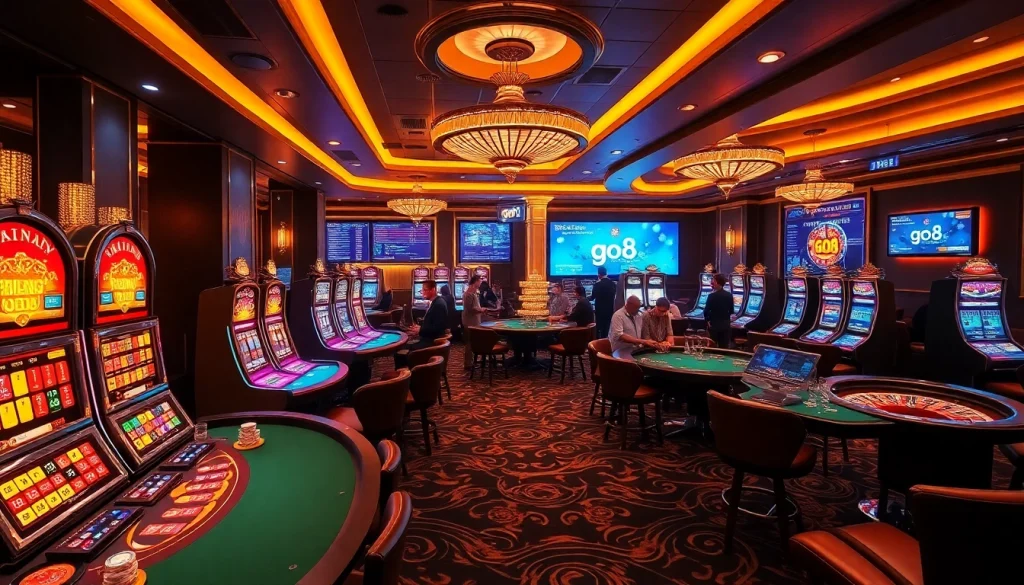 Experience the excitement of gambling at go8 with vibrant casino tables and lively players.