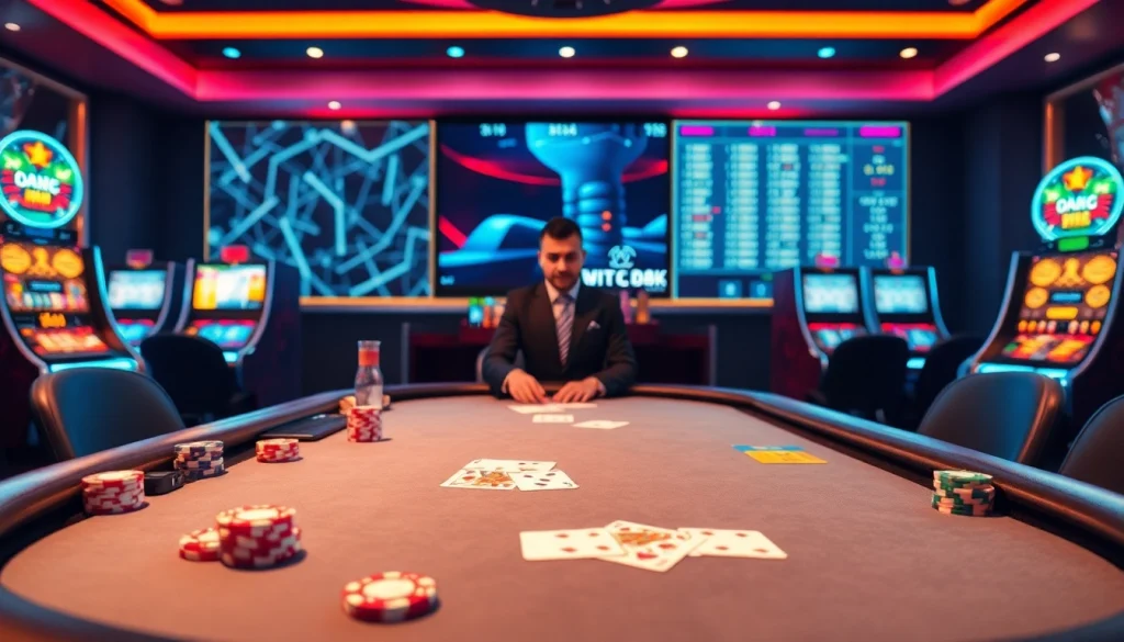 W88 players engaging in high-stakes poker at a luxurious casino table.
