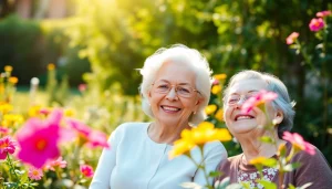 Engaging moment shared by seniors at https://frontidas.com in a tranquil garden setting.