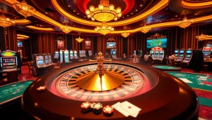 Dynamic casino action with players betting on games from https://lc88.art/, featuring roulette and poker activities.