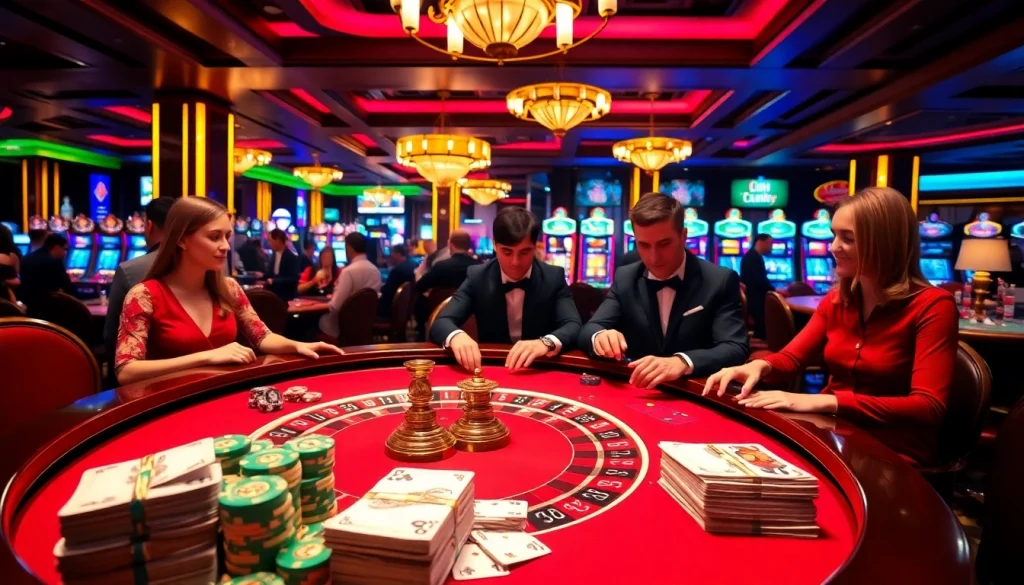 Experience thrilling gameplay at https://babu88.global/ with players engaging at a luxurious casino roulette table.