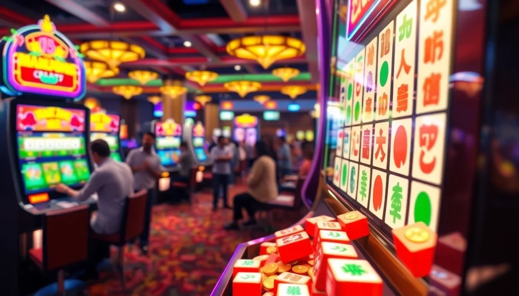 Menggambar aksi pemain di mahjong ways 2 slot dengan simbol berwarna-warni yang cerah.