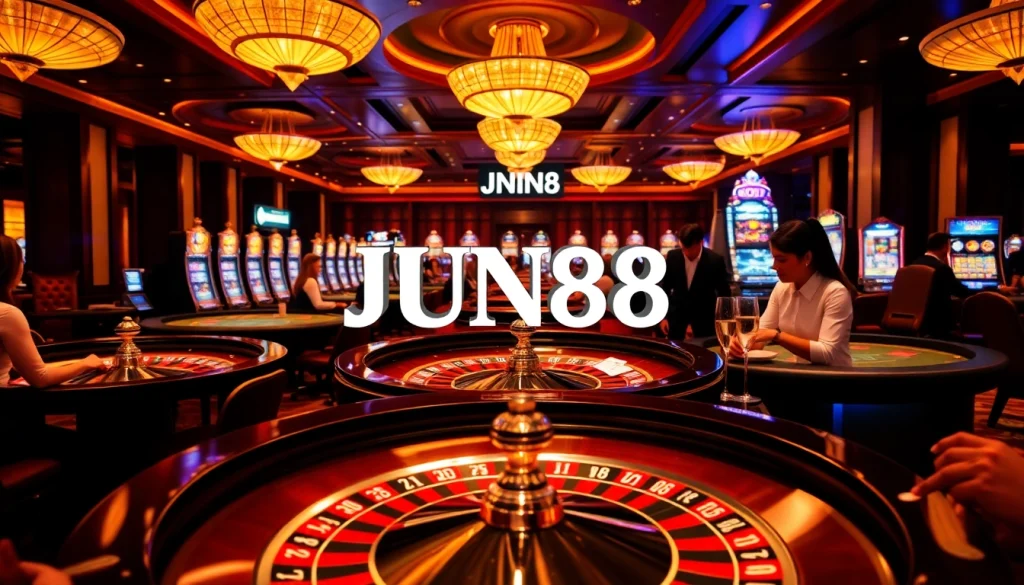 Experience the excitement at JUN88 with vibrant casino games, lively players, and professional dealers.