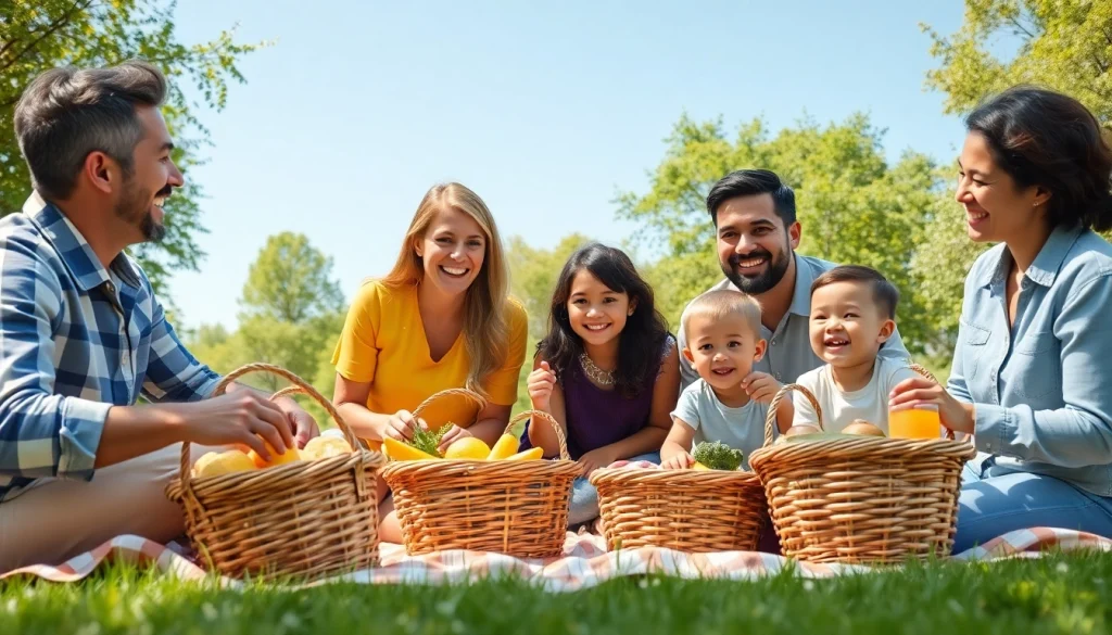 Families enjoying a picnic at https://giveaways4mom.com, showcasing outdoor fun and togetherness.