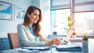 Profesjonalne miejsce pracy księgowego prezentujące usługi biura rachunkowego w Poznaniu.