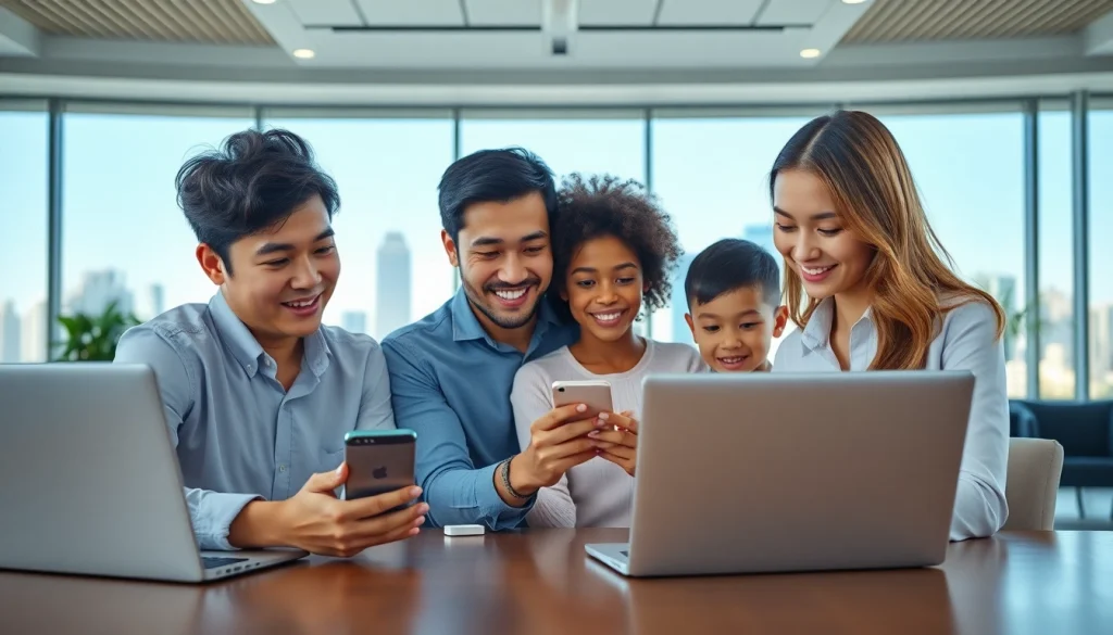 Secure digital safety solutions at https://auhra.se, showcasing a family using technology in a modern setting.