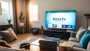 Stream channels on https://bosstv.ca with a cozy IPTV setup in a modern living room.